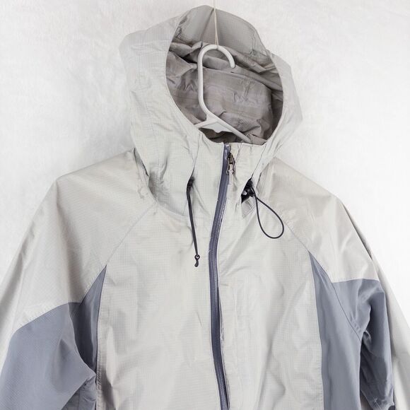 L.L. Bean Jacket Womens Small Gray Rain Hooded Trail Model Under Arm Zip Hiking - Picture 3 of 14